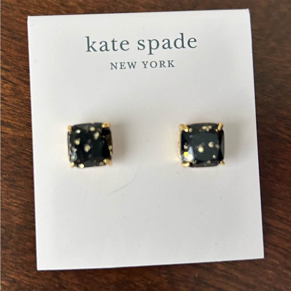NWT Kate Spade Black and Gold Stud Earrings
